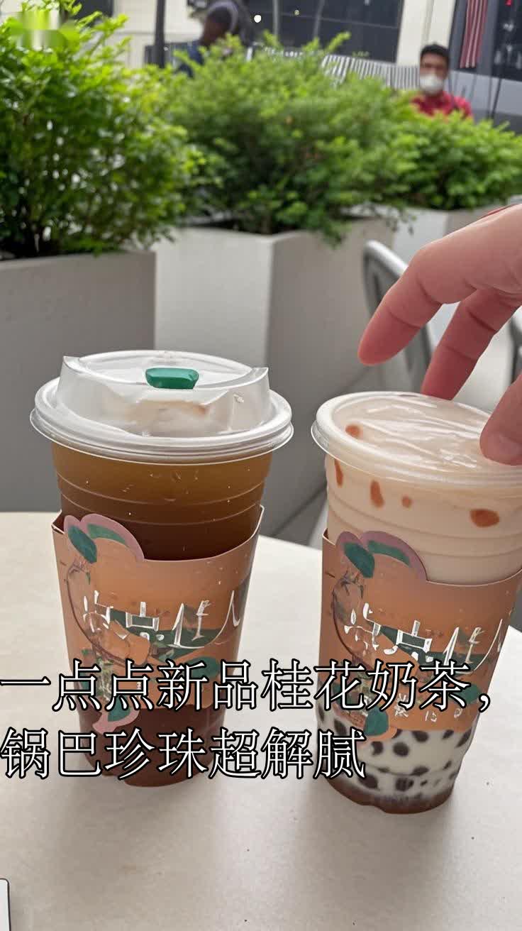 一点点新品桂花奶茶,锅巴珍珠超解腻