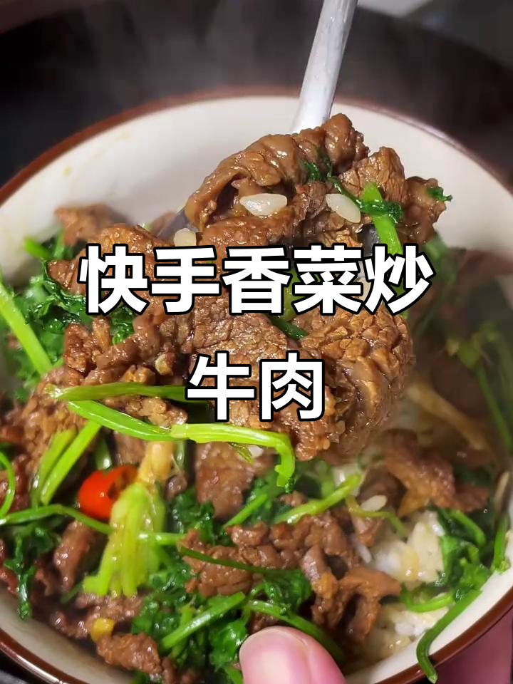 香菜炒牛肉,简单又美味,米饭配着吃更香