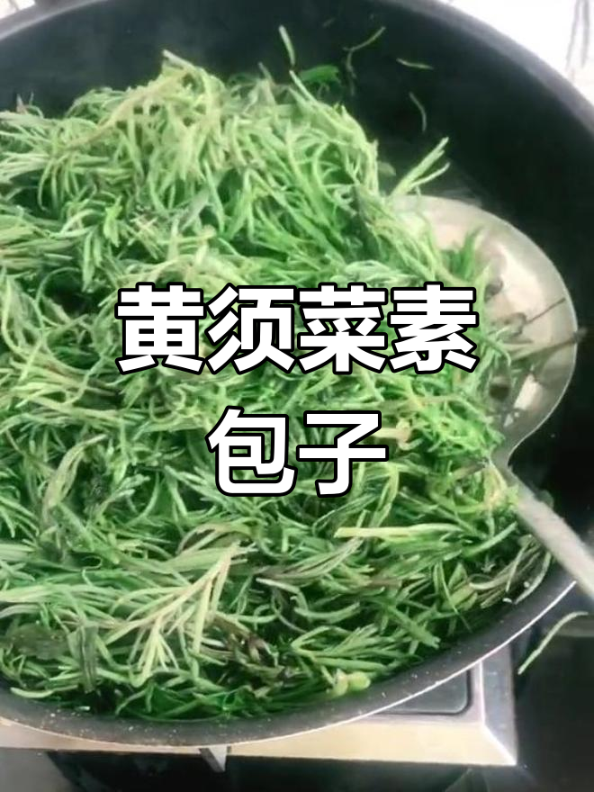 鸡蛋虾皮黄须菜素包子,鲜美出锅