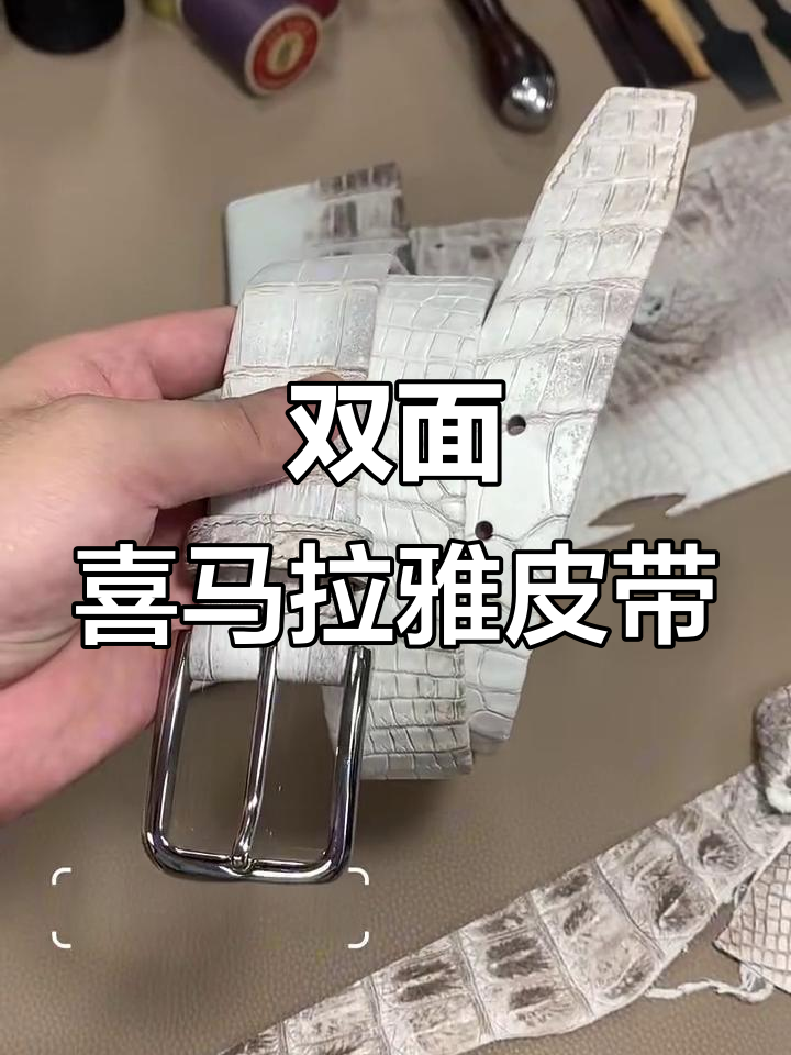 喜马拉雅鳄鱼皮腰带，双面全包边设计，细节完美呈现
