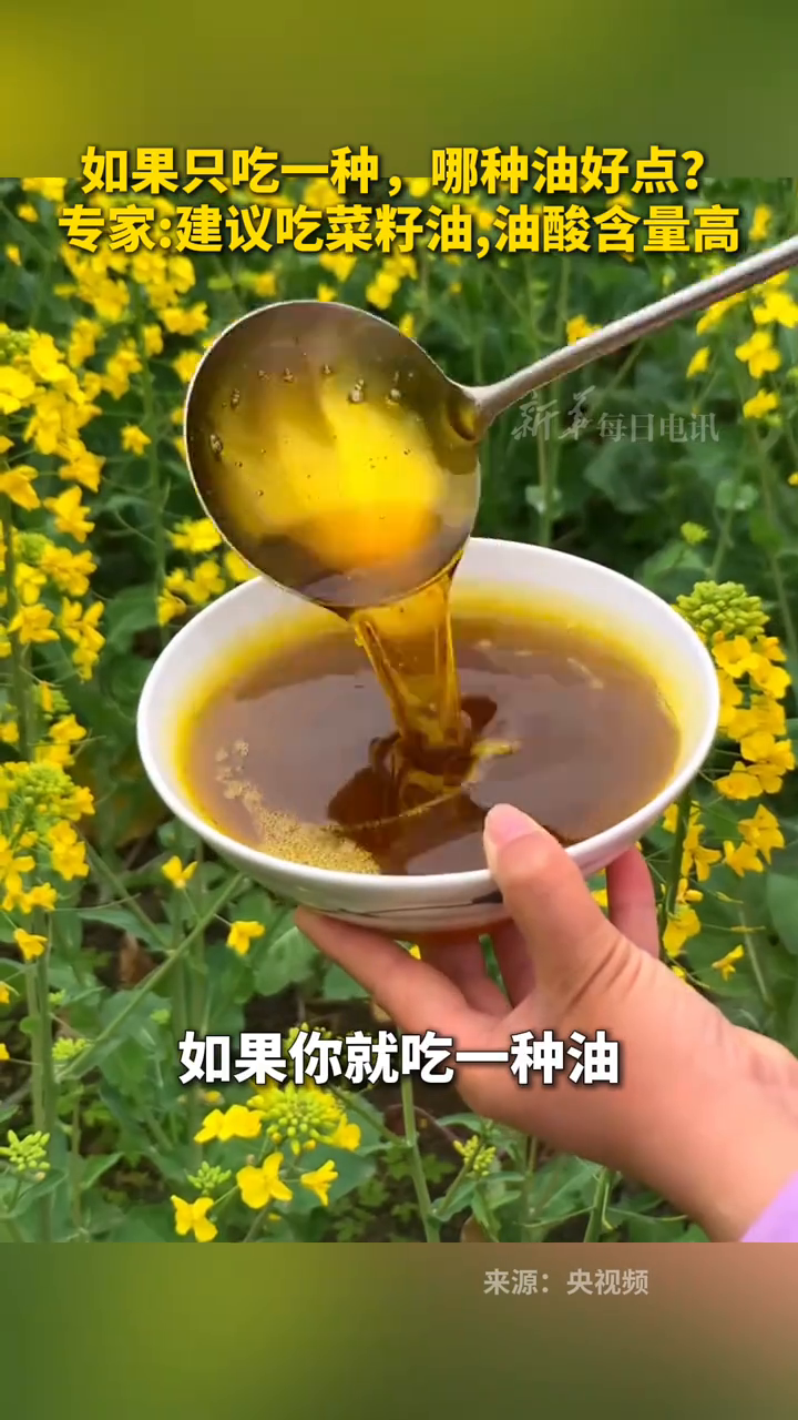 如果只吃一种,哪种油好点?专家:建议吃菜籽油,油酸含量高