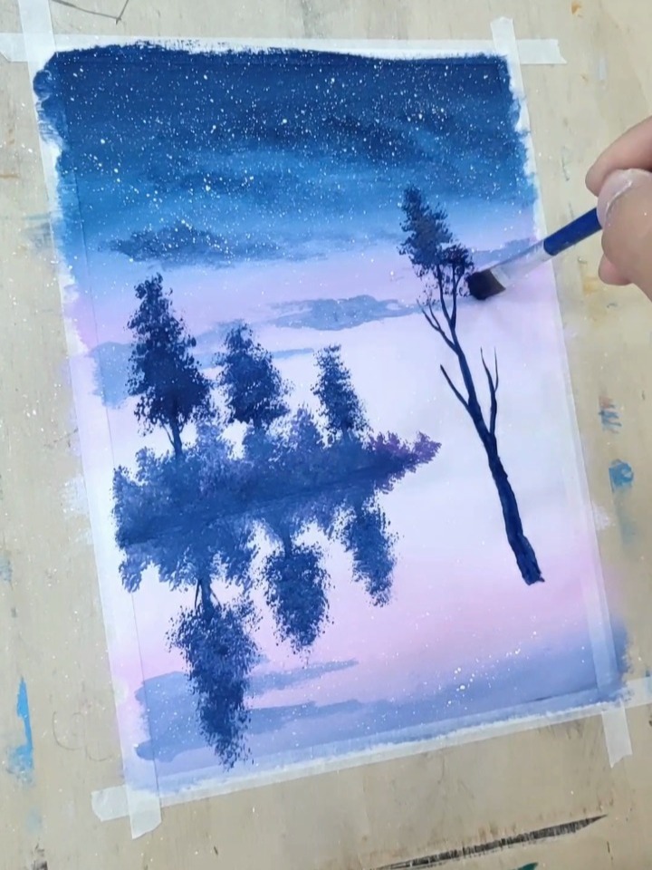 零基础星空水粉画教程