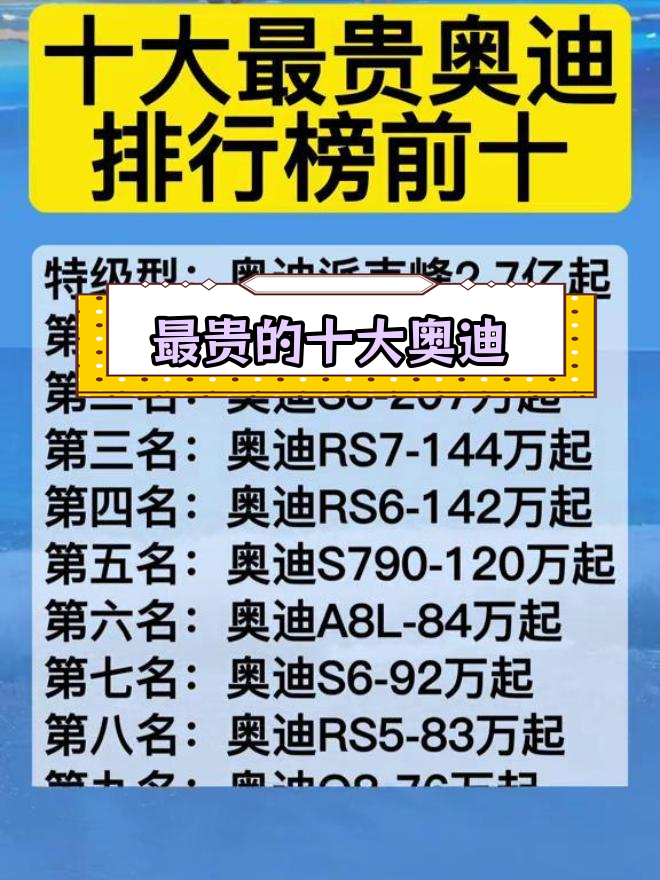 奥迪最贵车型排行榜前十