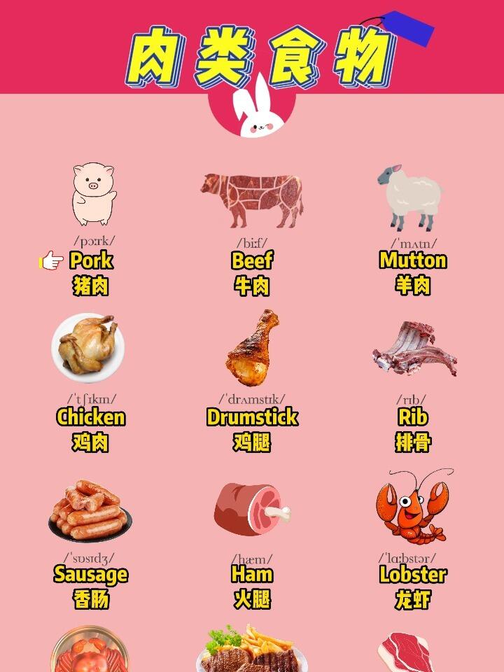 各种肉类英语