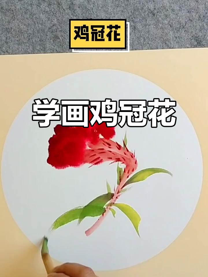 简单步骤教你画鸡冠花,国画技巧轻松掌握