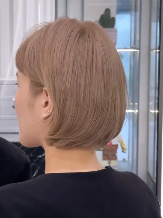 染发vlog 混血发色 挂耳短发 奶茶色 深圳染发