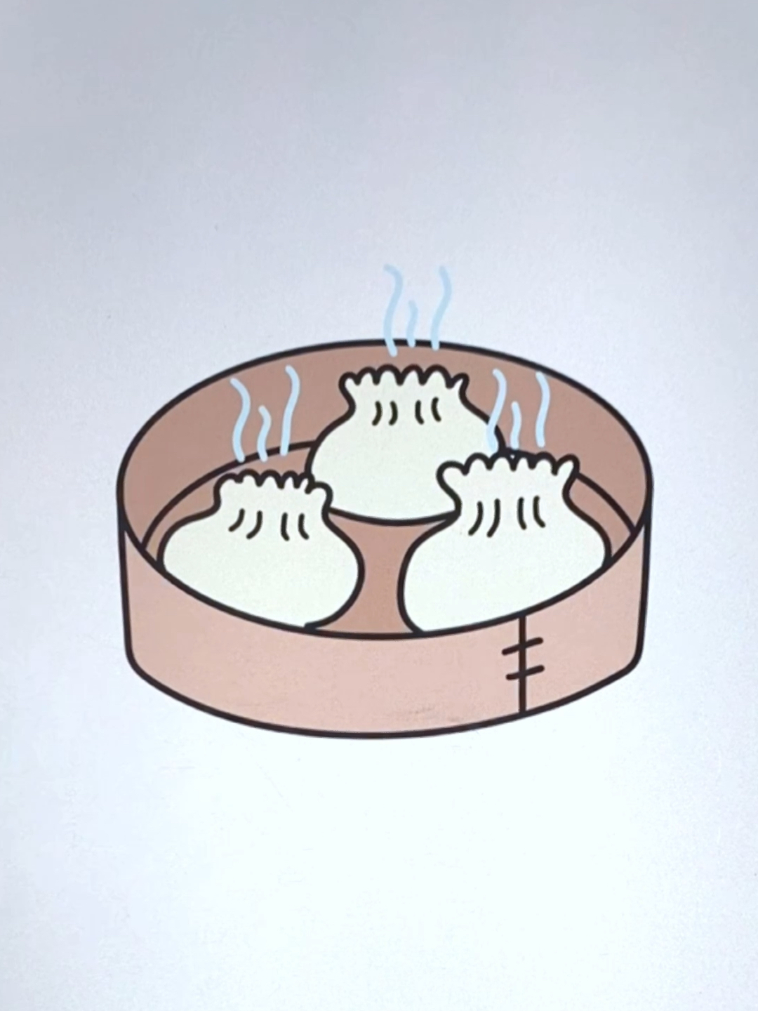 画一笼热气腾腾的包子