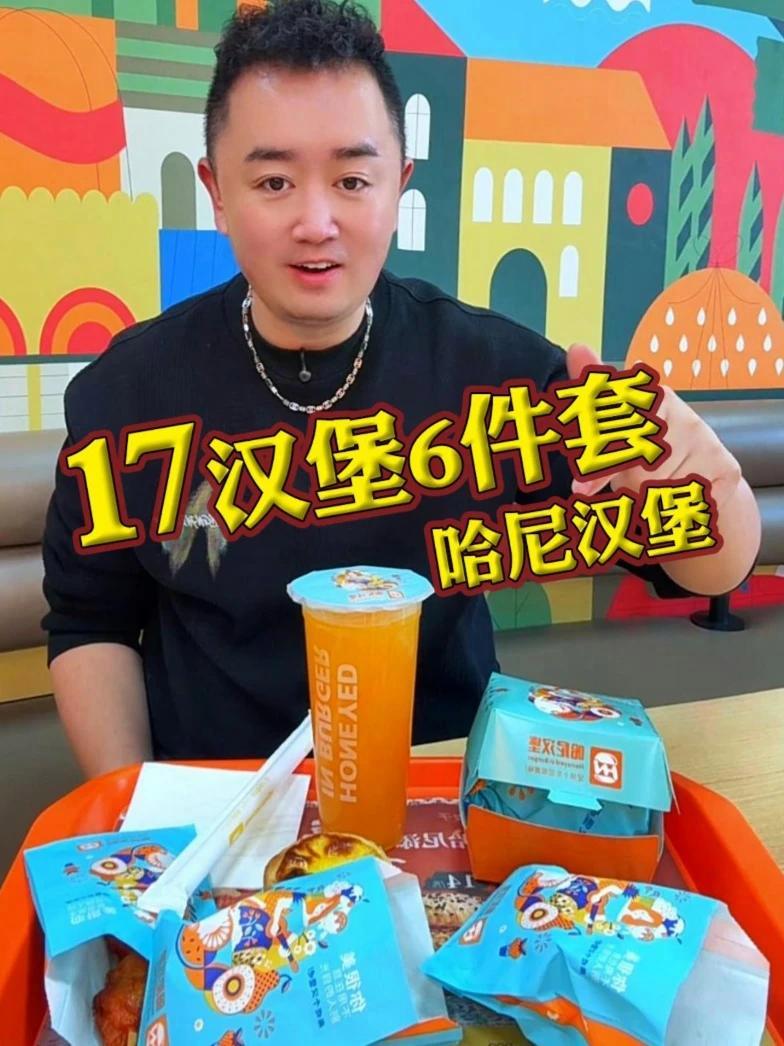 库尔勒宝子冲!哈尼汉堡17元6件套~ 汉堡+蛋挞+鸡块+肉串+翅根+可乐,库尔勒本地人从小