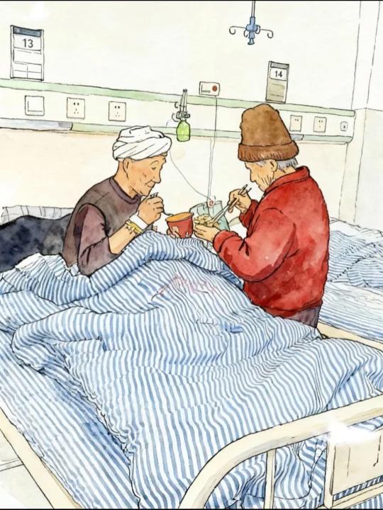 爷爷生病住院奶奶行动不便还一直陪伴照顾