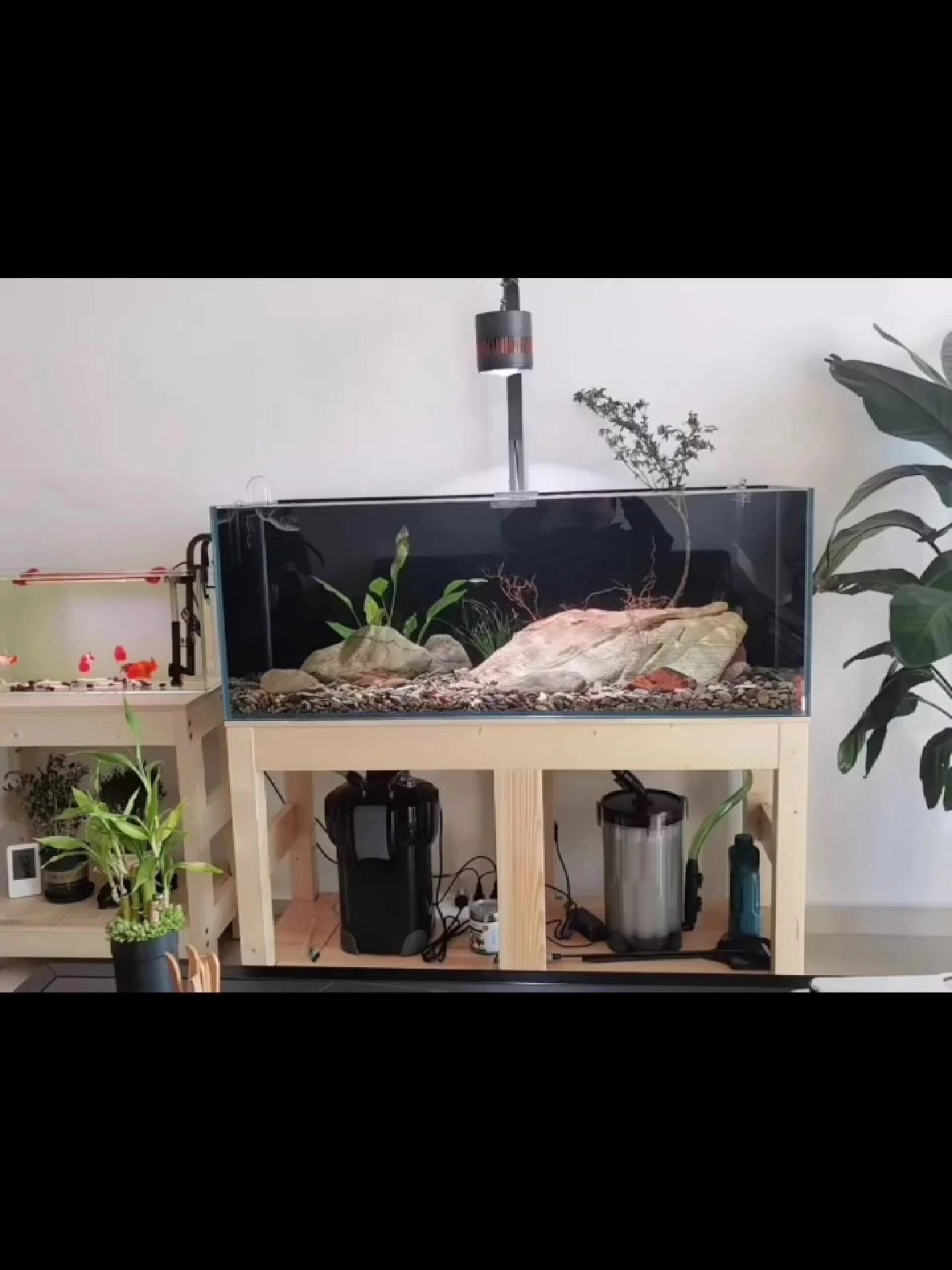 实木鱼缸架高低架鱼缸底柜