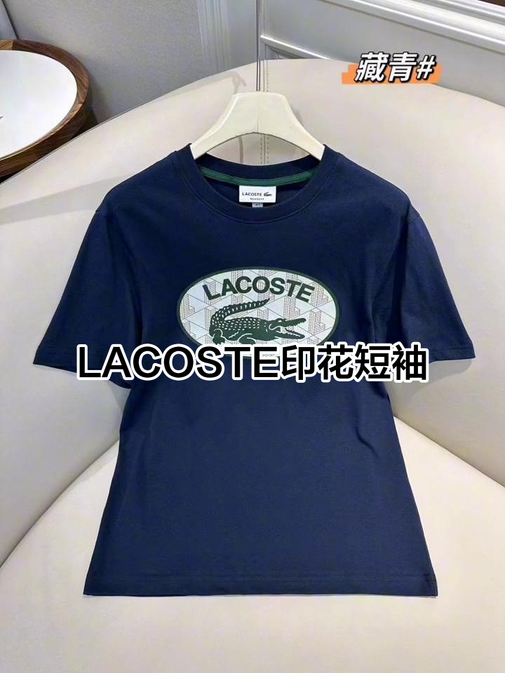 法国鳄鱼LACOSTE经典印花圆领短袖T恤，简约时尚必备