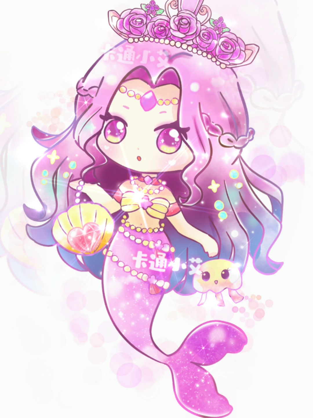 十二星座美人鱼公主简笔画 星座公主卡通画