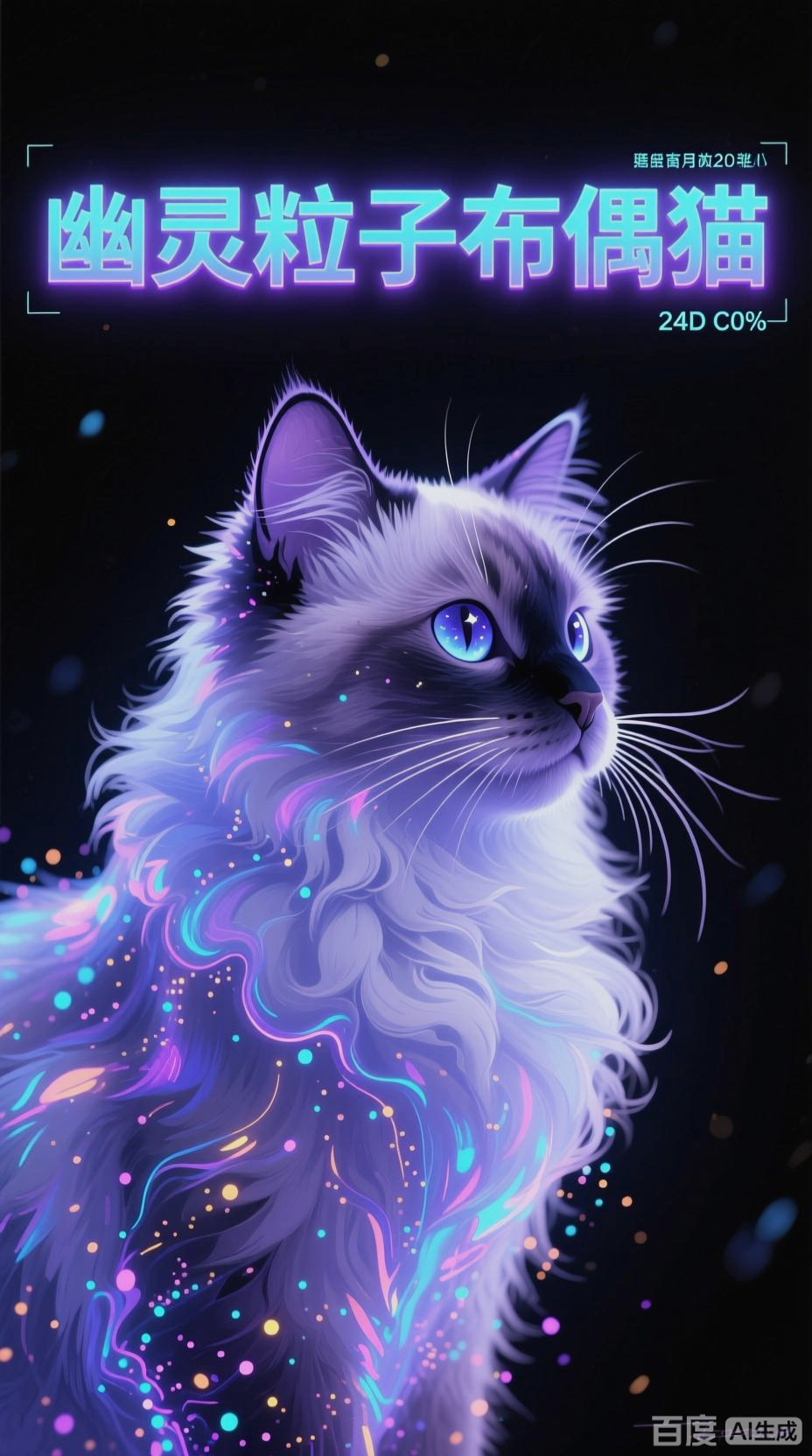 幽灵粒子布偶猫的印象派油画