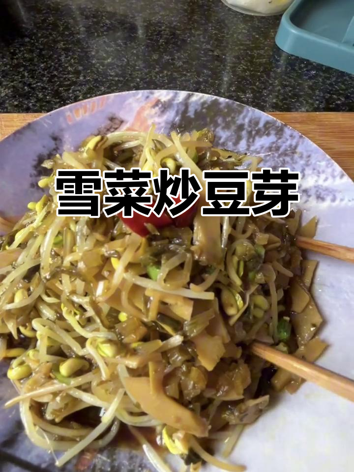 用雪菜炒黄豆芽,咸鲜十足,家常美味,简单又下饭!