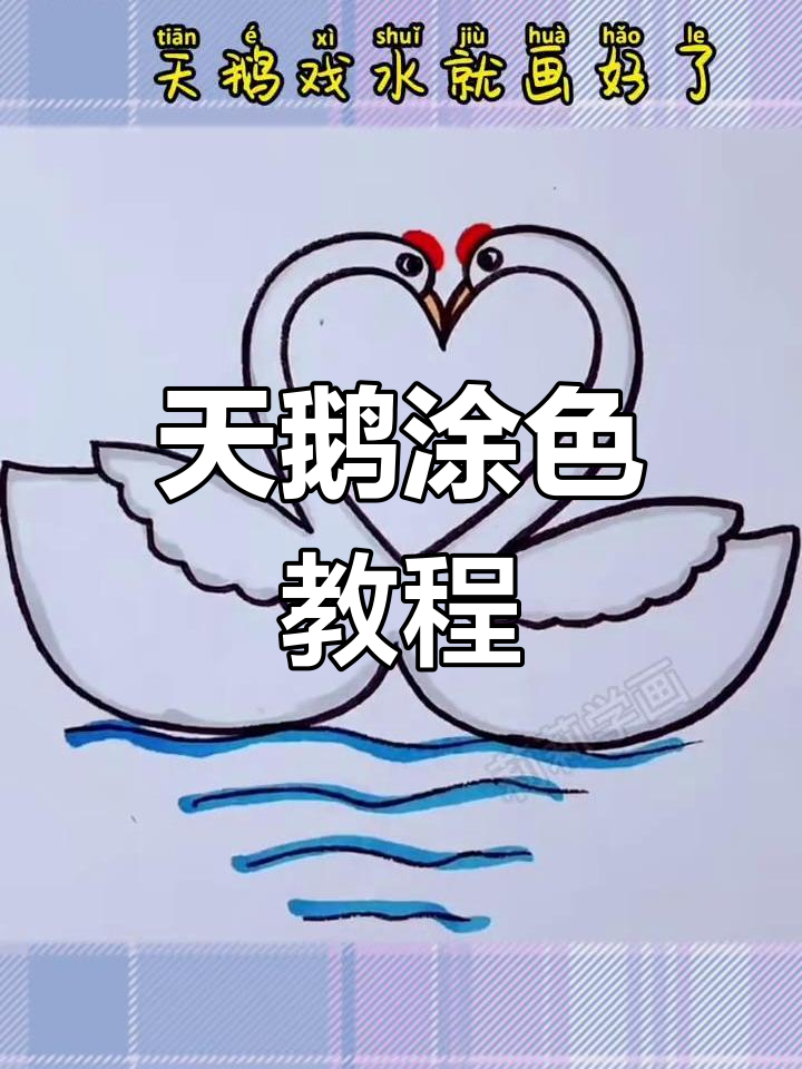 涂色画天鹅的步骤