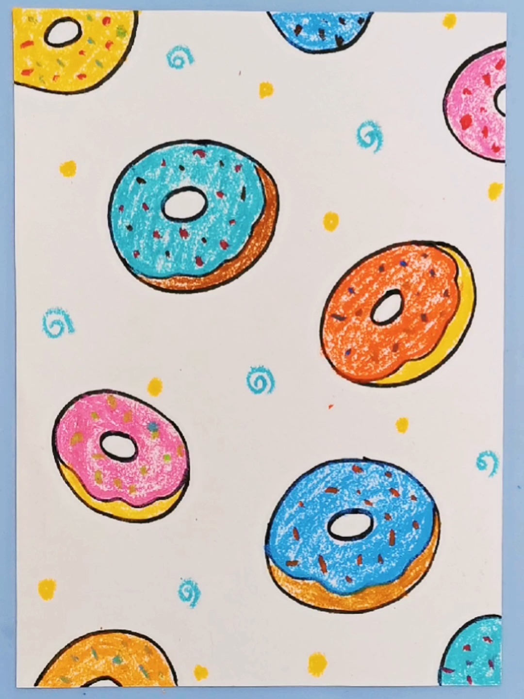 儿童创意画:甜甜圈,适合3-6岁