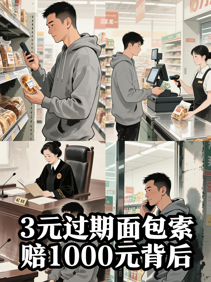 男子明知面包过期,仍花3元买下,事后将商家告上法庭索赔1000元