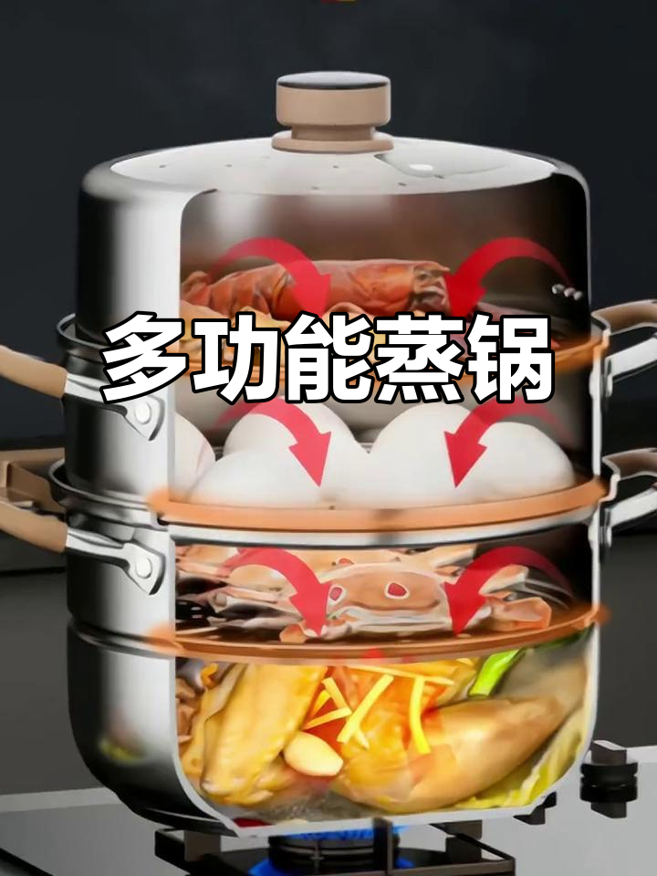 智能蒸锅,大容量多层设计,电磁炉与燃气灶通用