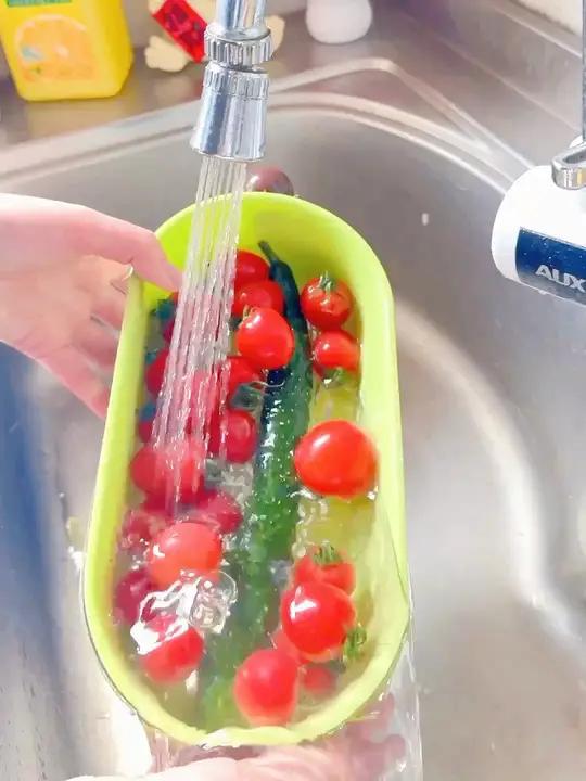 卡通多巴胺双层沥水篮厨房家用客厅洗水果盘子大容量淘菜盆滤水篮