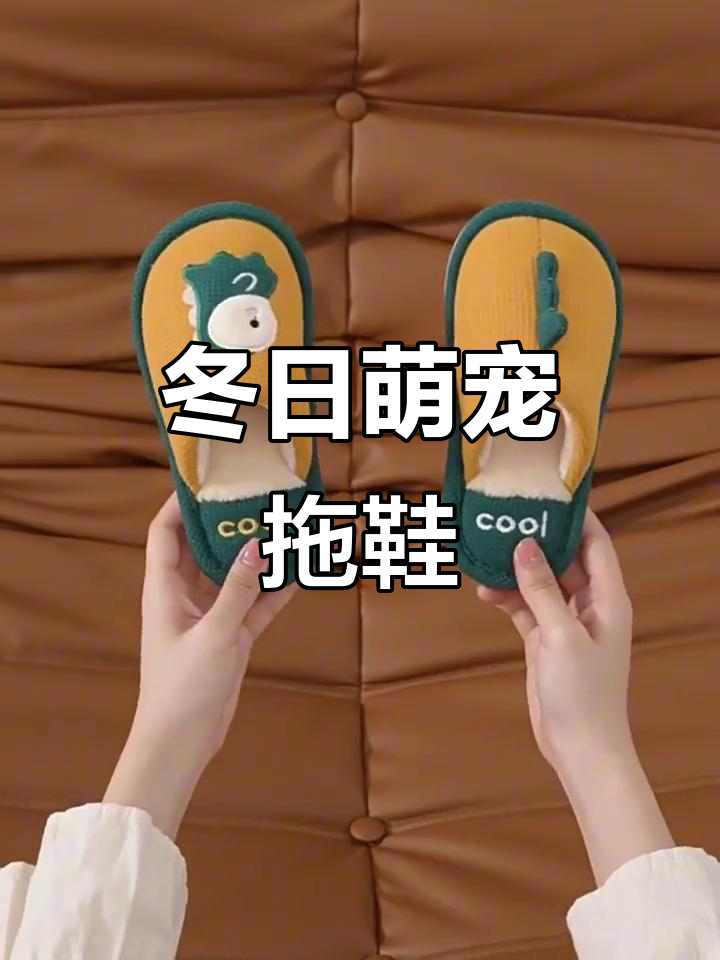 冬季卡通恐龙棉拖鞋,男孩居家必备毛绒舒适款
