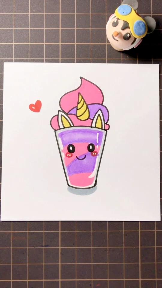 「美食简笔画」独角兽奶昔