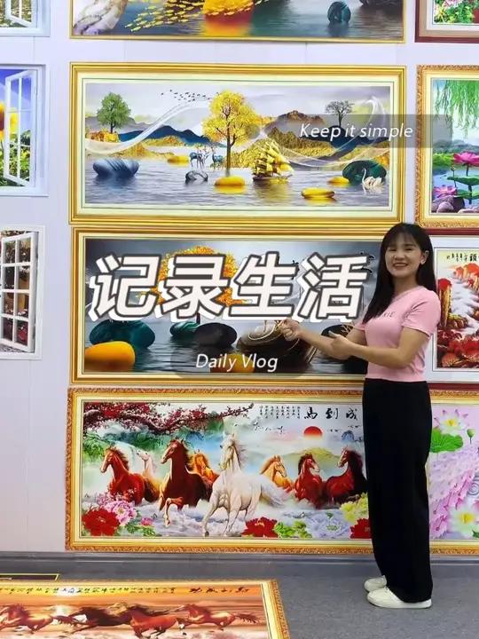 山水画墙纸风景画墙贴装饰画自粘客厅沙发背景墙壁纸画贴纸新中式#山水画#客厅沙发背景山水画#
