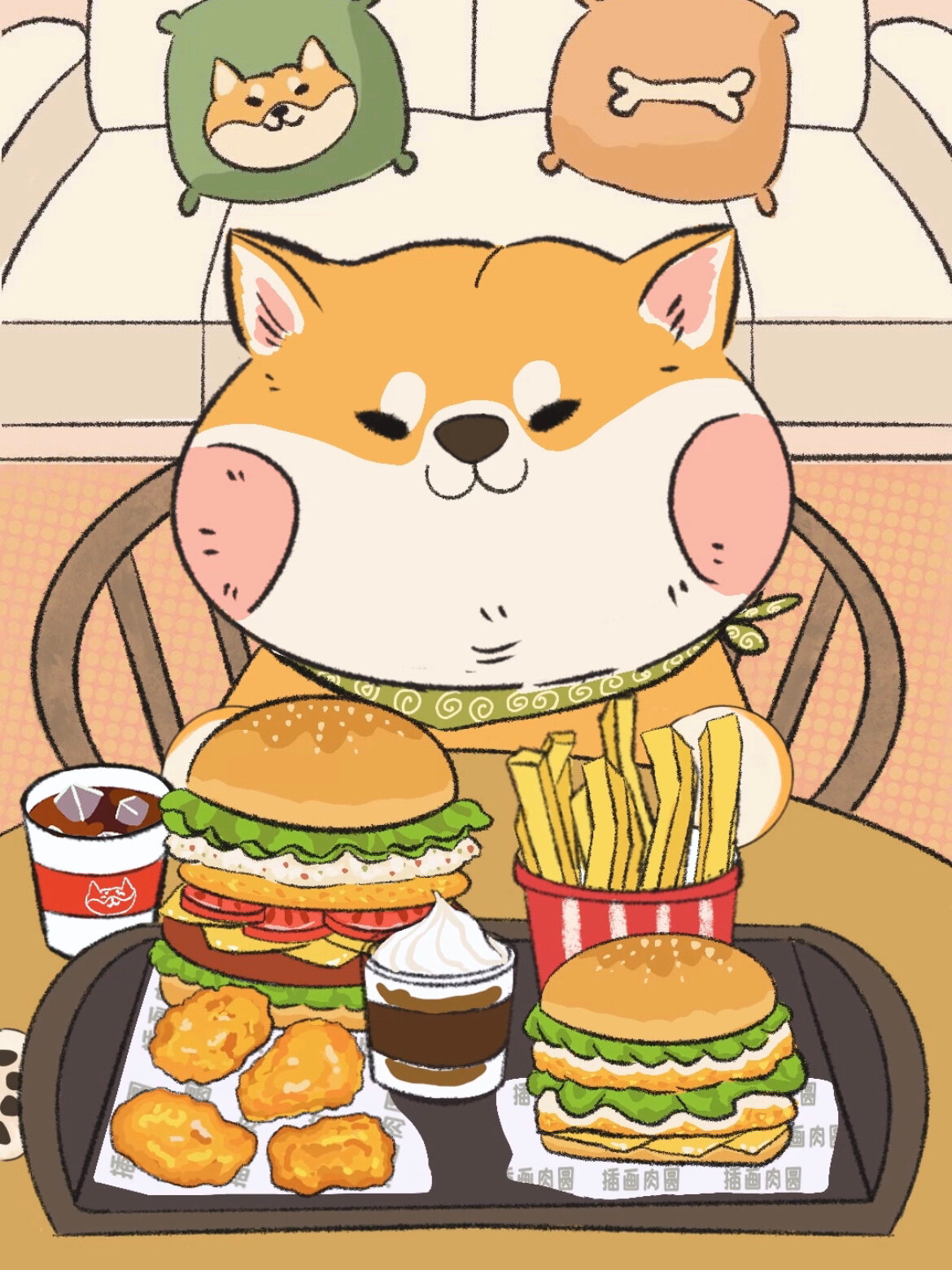 动画吃播,沉浸式大口吃炸鸡汉堡