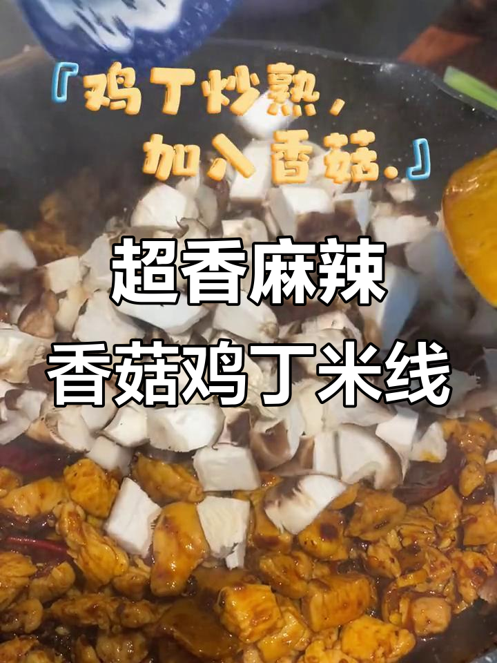 麻辣香菇鸡丁米线,做法超简单,一学就会!