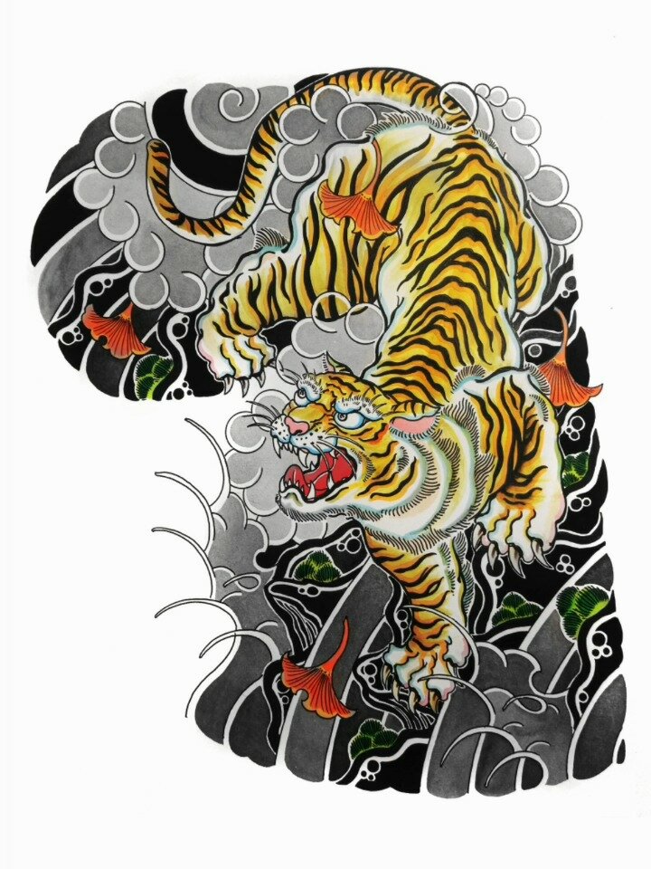 昆明纹身|下山虎,虎啸山林