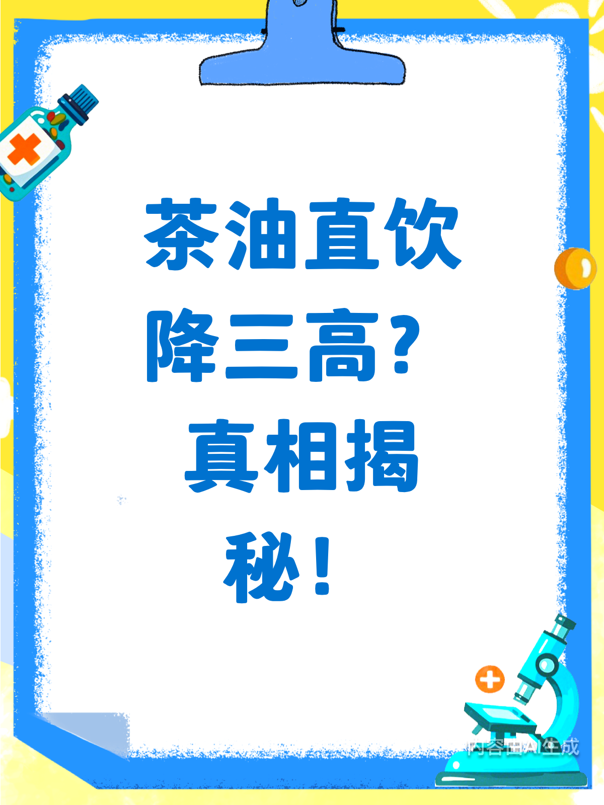 茶油直接喝?降三高真相大揭秘!