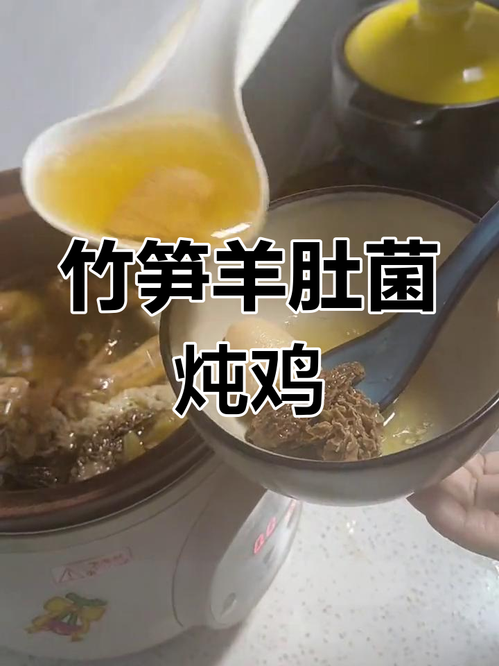 竹荪羊肚菌炖鸡汤,鲜美滋补
