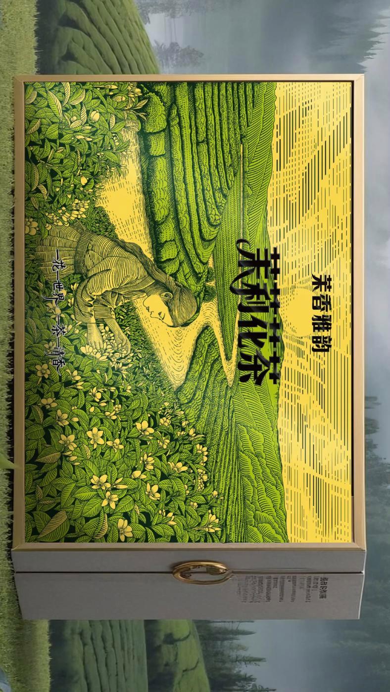 茉莉花茶包装插画设计/茶叶包装礼盒/版画 茉莉花 茉莉花茶 茶叶包装 茶叶礼盒 茶叶包装设