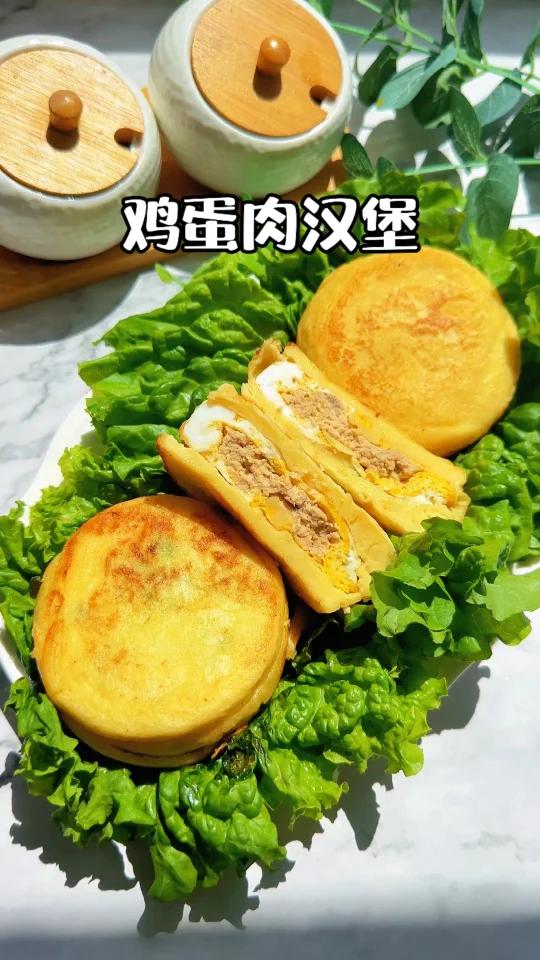 鸡蛋肉汉堡|营养早餐