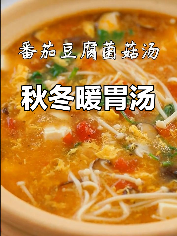秋冬暖心汤,番茄豆腐菌菇,香气扑鼻,温暖又美味!
