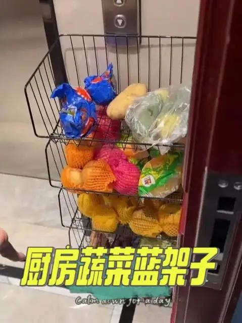 厨房蔬菜蓝架子置物架家用蔬菜水果放菜多层果蔬篮移动小推车