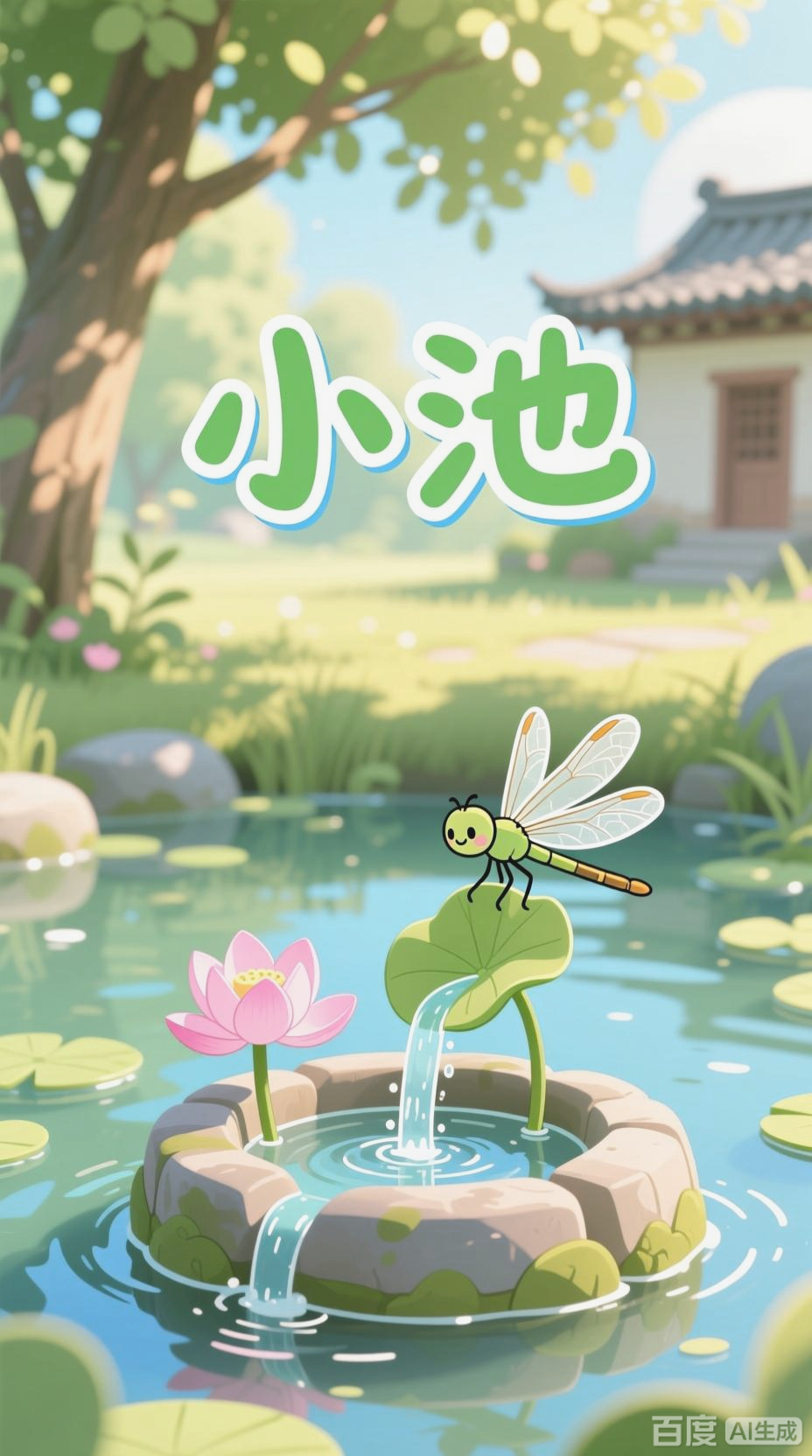 古诗《小池》卡通背景视频