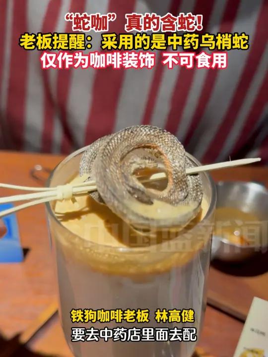 “蛇咖”真的含蛇!老板提醒:采用的是中药乌梢蛇,仅作为咖啡装饰,不可食用