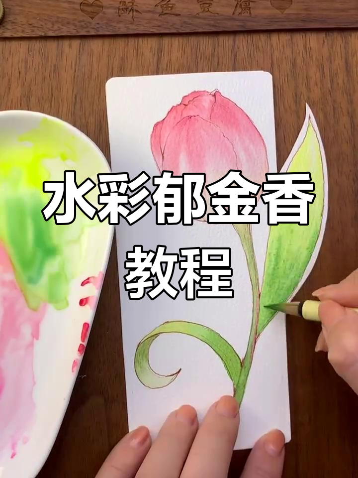 用水彩画一朵美丽的郁金香,简单又好看!