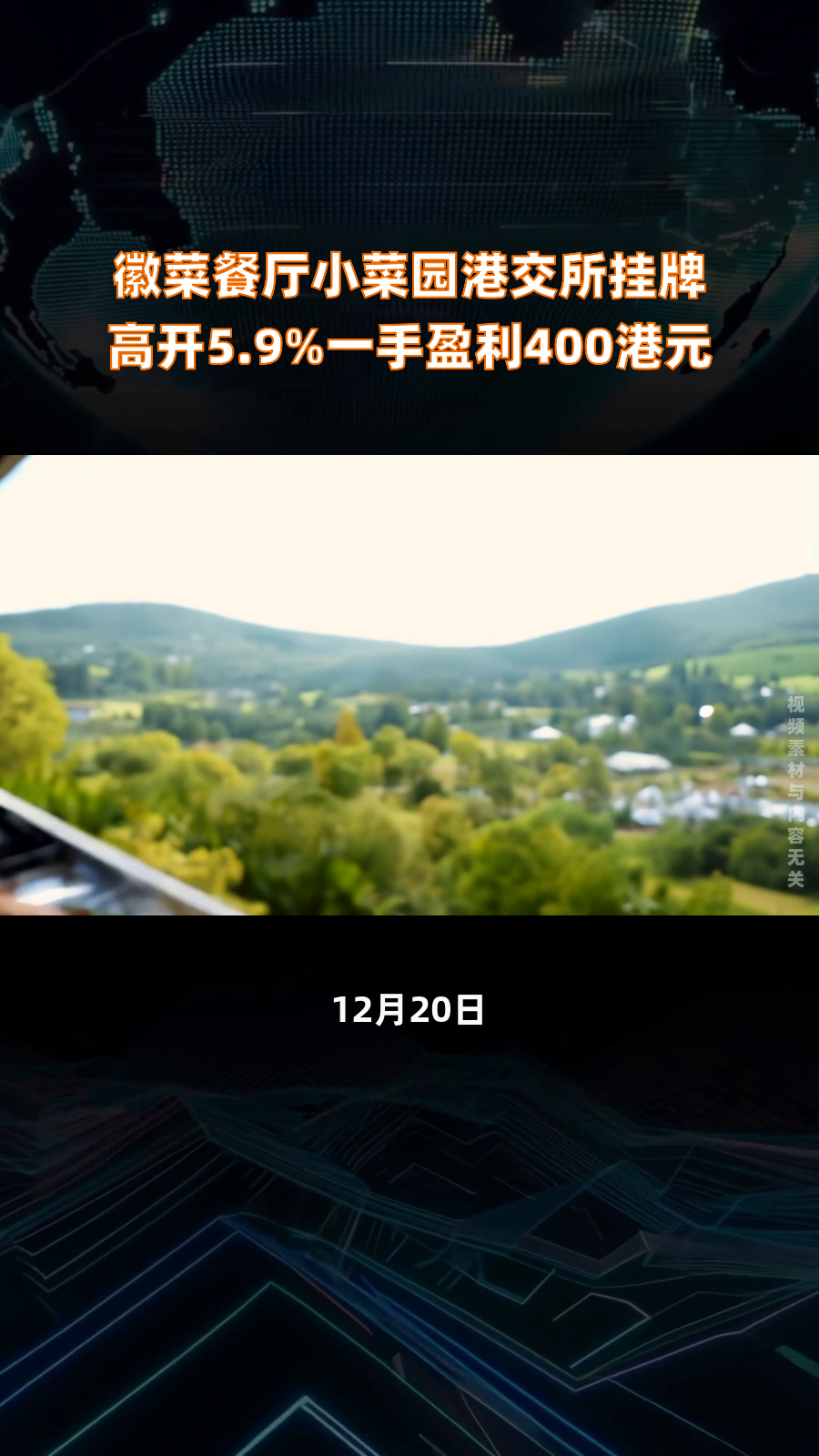 徽菜餐厅小菜园港交所挂牌高开5.9%一手盈利400港元|快报