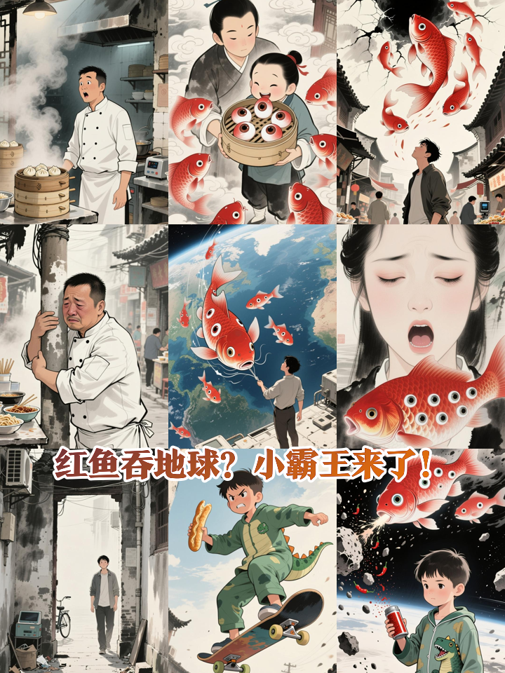 宇宙红鱼偷吃金元宝小笼包，竟想吞地球？小霸王霸气救场！