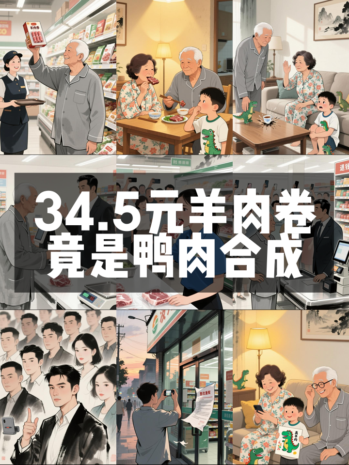 在超市买34.5元羊肉卷尝后去退款:_吃一口就知道这是鸭肉合成的_网友:花羊肉的钱卖给顾客