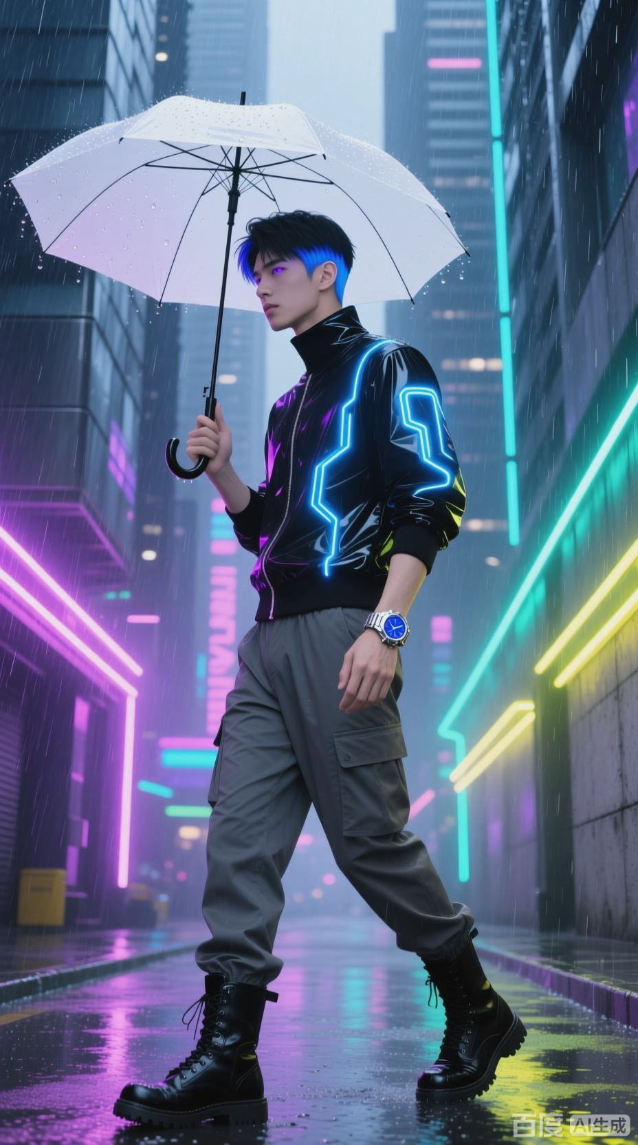 雨夜街头,赛博朋克的梦幻之旅
