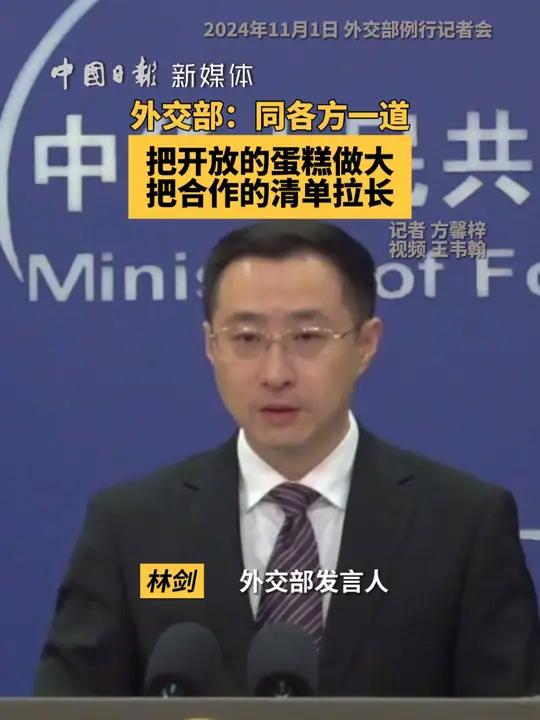 11月1日,外交部发言人林剑主持例行记者会。有记者提问,第七届进博会将于下周开幕,我们注意