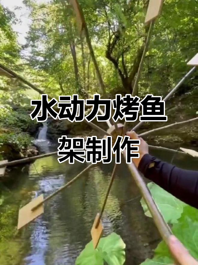 自然材料打造水动力烤鱼架,露营必备新装备