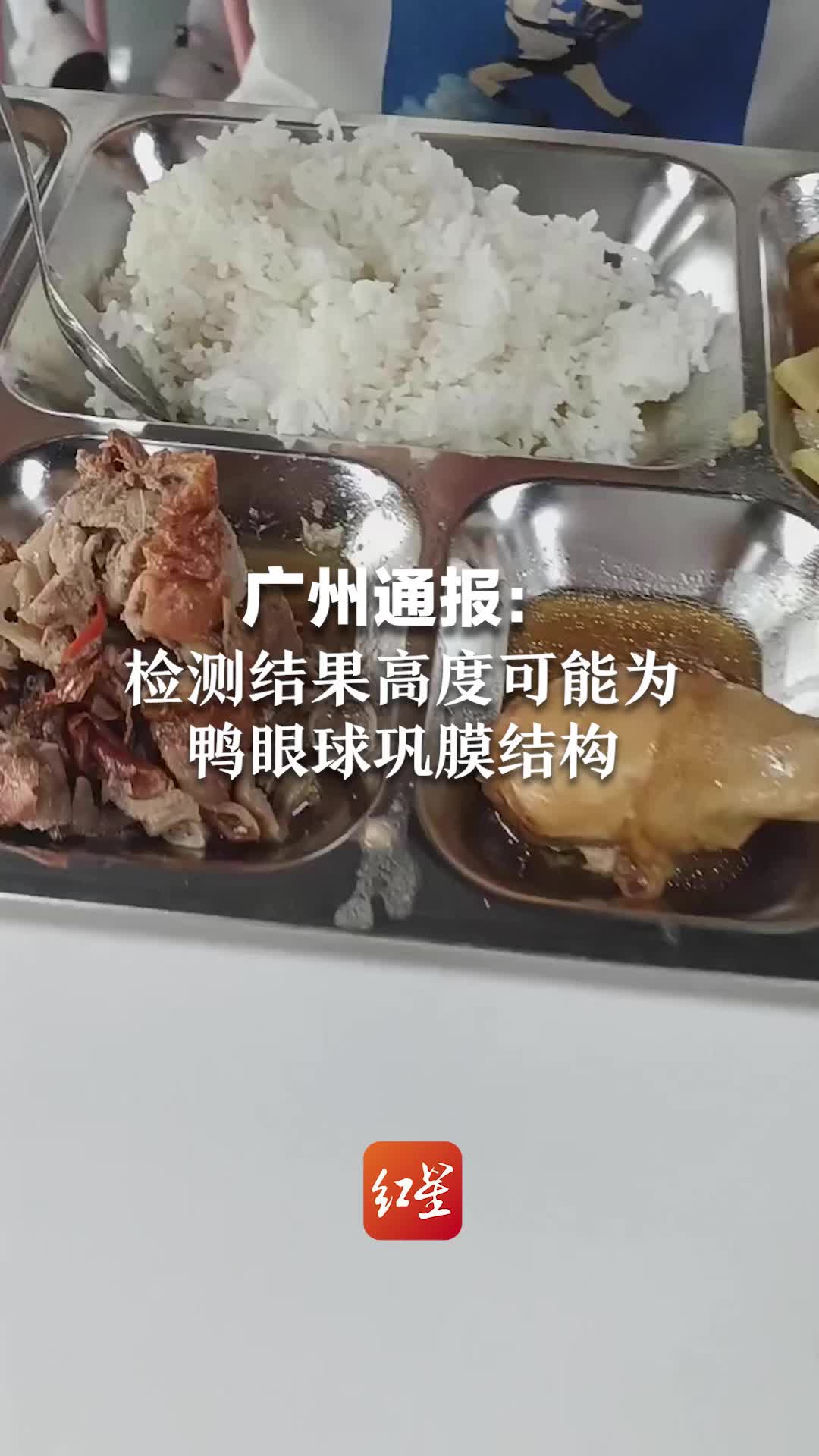 广州通报“职校食堂饭菜发现异物”:检测结果高度可能为鸭眼球巩膜结构