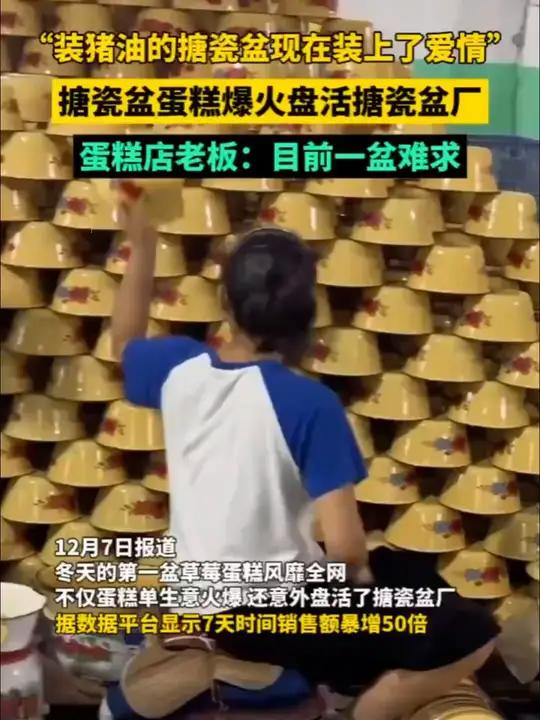 冬天第一盆草莓蛋糕带火搪瓷盆