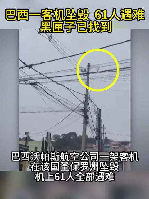 「61人遇难!巴西坠毁客机黑匣子已找到」巴西沃帕斯航空公司9日确认,该公司一架载有61人的