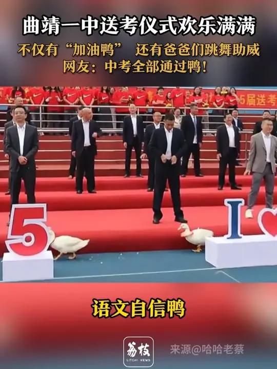 曲靖一中送考仪式欢乐满满 近日,曲靖一中中考送考仪式亮点满满,现场不仅有寓意“加油鸭”的鸭