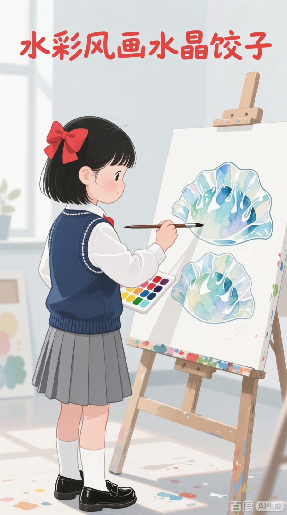 水彩风水晶饺子,初中生的创意实验