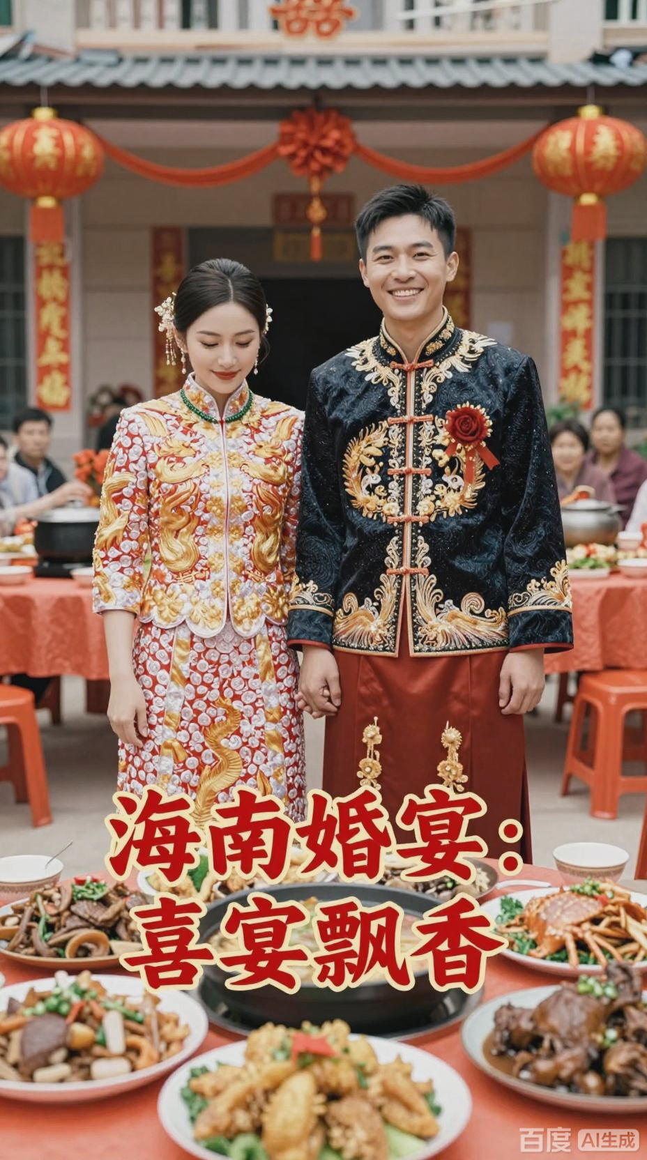 海南农场传统婚宴，喜庆与美食交融